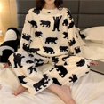 thumbnail image 4 of Conjunto de pijama de manga larga con estampado de Panda para mujer, ropa de dormir cálida, suave, Coral, para Otoño e Invierno, 4 of 4