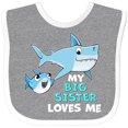thumbnail image 3 of Inktastic My Big Sister Loves Me with Cute Sharks Boys or Girls Baby Bib, 3 of 4
