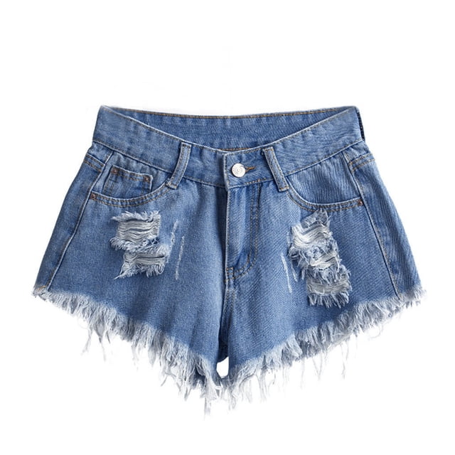Timegard Denim Shorts for Women Plus Size High Waisted Ripped Hole Streetwear Summer Jean Shorts Stretch
