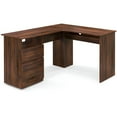 thumbnail image 2 of Demi Bonn L-Shaped Computer Desk with Letter File Drawer, Small Home Office Desk Study Writing Table, Brown, 2 of 9
