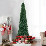 Costway 8Ft PVC Artificial Pencil Christmas Tree Slim Stand Green