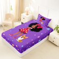thumbnail image 4 of Castle Fairy Cute Black Girl Twin Sheets 3pcs,Cartoon Dog Stars Print Bedding,Violet Red Orange,1 Fitted Sheet, 1 Flat Sheet and 1 Pillowcase, 4 of 6
