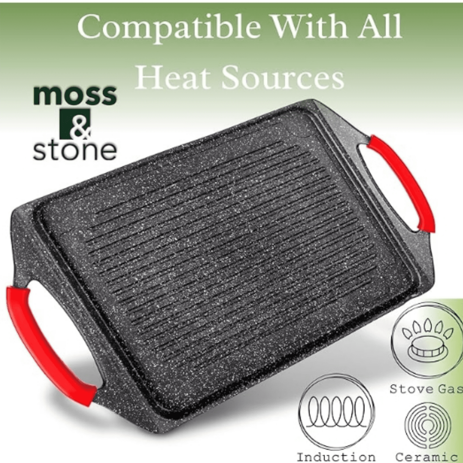 Aluminum Bbq, 18x10.5" Rectangle Grill Pan for Indoor Cooking, Non-stick Flat Top Griddle Pan for Stove Top, For Fish Vegetables & As Steak Pan, Stove Top Grill Induction Griddle