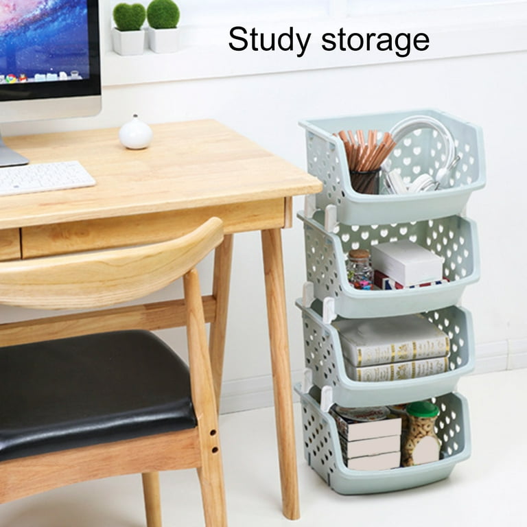 Plastic Stackable Storage Bins for Pantry, Closet Organizer Plastic Bins  Snack Organizer for Pantry Fruit and Vegetable Basket for Kitchen, Garage,  Kid Room Toy Organizers and Storage Bins Gray 