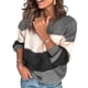 thumbnail image 1 of Guardurnaity Blusa de manga larga con cuello en la parte de la raya del bloque del color del suéter de las mujeres Prendas para la parte del cuerpo Gris XXL Guardurnaity AP003439-20, 1 of 5