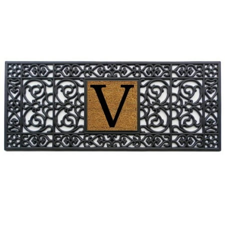 Home More 170011741v Rubber Monogram Doormat 17 Inch X 41 Inch