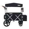 Keenz 7S Push Pull 2-Child Baby Toddler Kid Wheeled Stroller Wagon w/ Canopy, Black