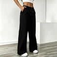thumbnail image 3 of Maplenight Womens Cotton Linen Pants with Pockets Casual Elastic Waist Drawstring Wide Leg Pants Summer Beach Vacation Trousers, 3 of 6