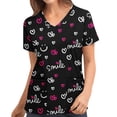 thumbnail image 2 of Womens Scrubs V-Neck Medical Scrub Top Short Sleeve Plus Size Blouse Workwear Scrubs Cute Cartoon Print Nurse Uniform Shirts with Pockets, 2 of 4