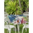thumbnail image 4 of Outdoor Tablecloth with Umbrella Hole Zipper Summer Tropical Palm Leaf Round Tablecloth 54" Waterproof Outside Table Cloth Floral Coastal Starfish Retro Patio Table Cover Tablecloths for Picnic Party, 4 of 8