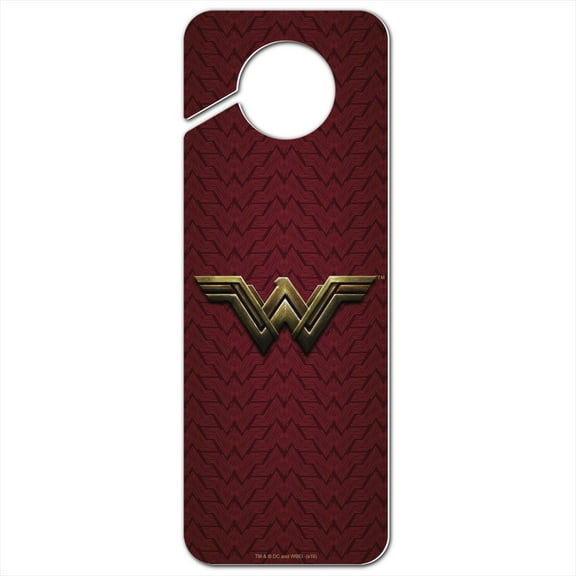 Justice League Movie Wonder Woman Logo Plastic Door Knob Hanger Sign