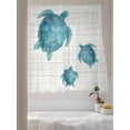 thumbnail image 3 of Ocean Turtle Sheer Curtains 2 Panels Set Animals Abstract Watercolor Wood Grain Lihgt Filtering Rod Pocket Voile Drape, Semi Sheer Window Curtains for Bedroom Living Room, 52"x72", 3 of 5