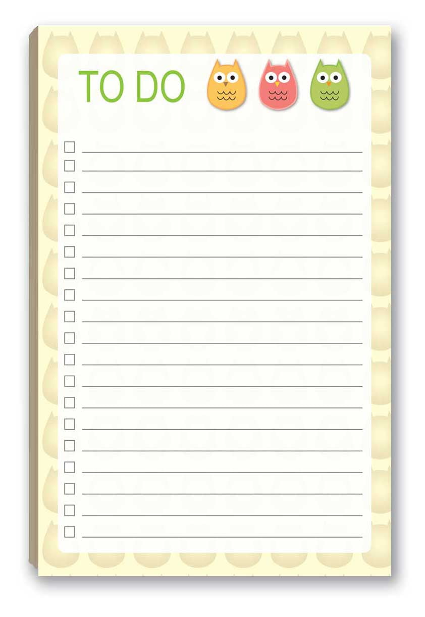 Owls To-Do List Magnetic Notepad - 5.5' x 8.5' - 50 Sheets Per Pack - B45005