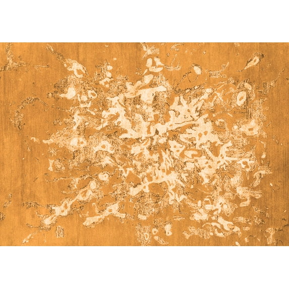 Ahgly Company Indoor Rectangle Abstract Orange Contemporary Area Rugs, 7' x 9'
