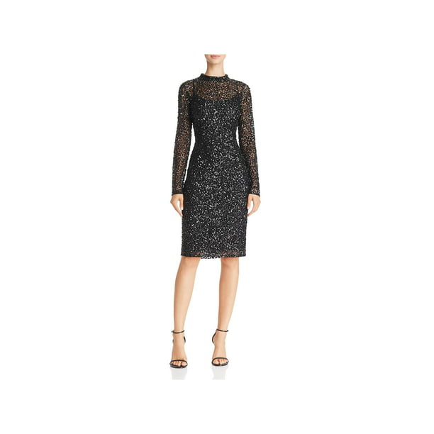 Adrianna Papell - Adrianna Papell Womens Beaded Mock Neck Cocktail ...