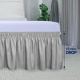 thumbnail image 5 of RUseeN Wrap Around Ruffled Bed Skirt with Adjustable Elastic Belt - 15 Inch Drop Easy to Put On, Wrinkle Free Bedskirt Dust Ruffles, Frame Cover for Queen, King and C-King Size Beds, Light Gray, 5 of 7