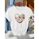 thumbnail image 1 of Women's Halloween T-Shirt - Cute Ghosts, Pumpkin, Witch Hat & Happy Halloween Text in Heart - Retro Vintage Tee - Soft Round Neck Casual Top for Halloween Party, Fall outfit essential, 1 of 6