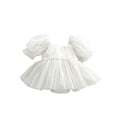 thumbnail image 2 of LYMAYTER Baby Girl Tulle Dress Romper Sleeveless Knot Front Pleated Bodysuit Newborn Mesh Princess Outfits 3M-24M, 2 of 8