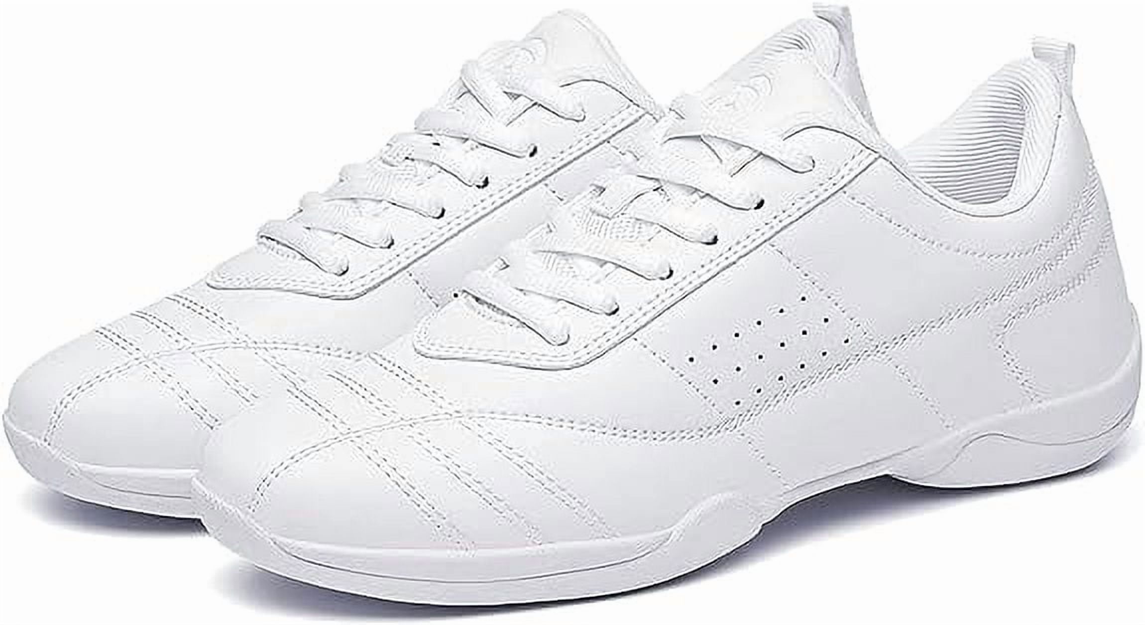 kkdom White Cheerleading Shoes Athletic Dance Sport Training Shoes Competition Tennis Sneakers Cheer Shoes Size 1 Little Kid