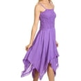 thumbnail image 4 of Sakkas Ella Smocked Bodice Spaghetti Strap Double Layered Dress - Purple - One Size Regular, 4 of 5