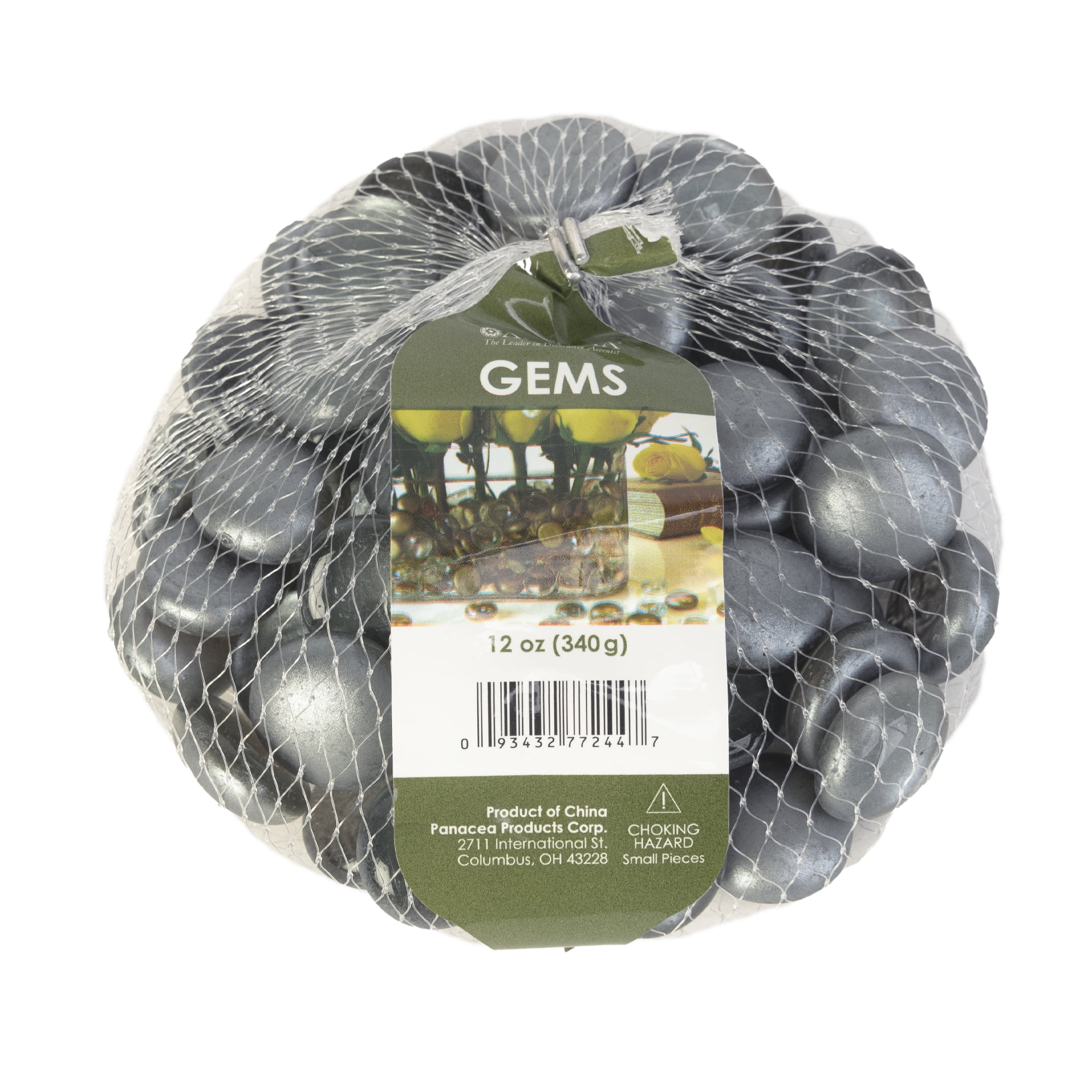 (8 pack) Gunmetal Matte Metal Glass Gems 12 oz