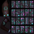 thumbnail image 2 of Pegatina luminosa para fiesta de baile, tatuajes temporales impermeables, notas musicales, auriculares, pegatinas de piel artísticas, 2 of 4