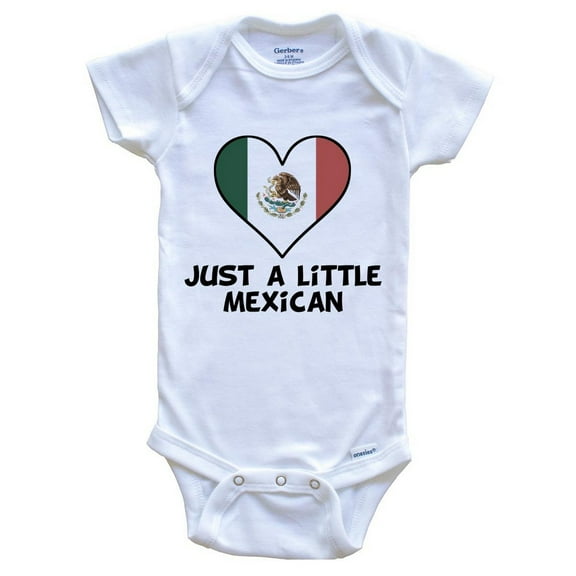 Just A Little Mexican Baby Bodysuit - Funny Mexico Flag Baby Bodysuit, 0-3 Months White