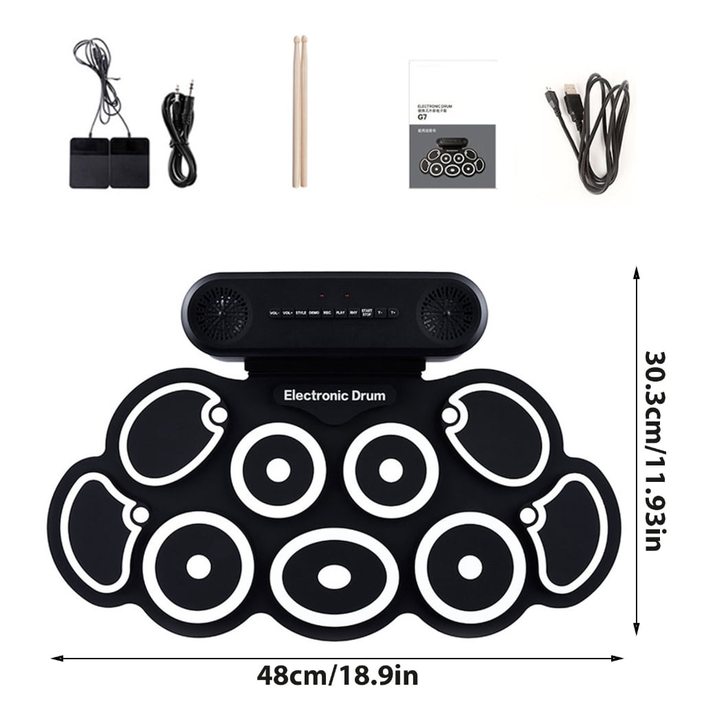 Small Electronic Drum Set Practicing Drum Pad Silicone Texture Music Creation Tool Suitable for Travel and Outdoor Gigs