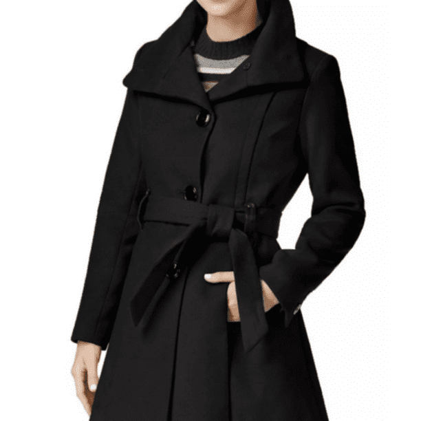 Madden Girl Juniors' Belted Skirted Coat, Black Small - Walmart.com