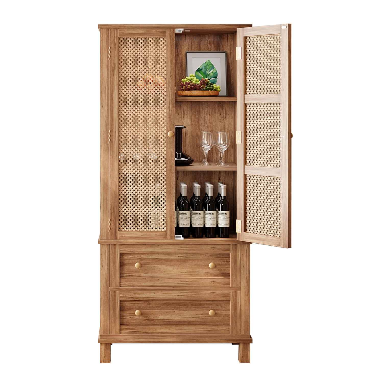 Yiwa 64" Tall Freestanding Kitchen Pantry Storage Cabinet for Living Room Home Small Space
