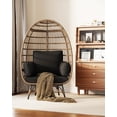 thumbnail image 4 of Oversized Outdoor Wicker Egg Chair with Stand, 350 Lb Capacity, Thick Cushions & Weather-Resistant Design for Patio, Balcony, Backyard, or Living Room, 4 of 7