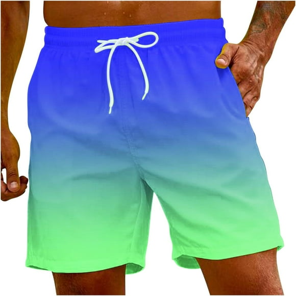 LMKIHUSA Beach Shorts with Zipper Pockets Men Elastic Waist Drawstring Shorts Quick Dry Vacation Shorts Stretchy Lounge Summer 2025 Shorts Tropical Board Shorts Blue,XL