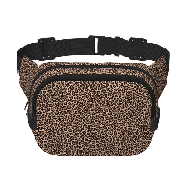 Balery Brown Leopard Mochila Cinturón para Mujeres y Hombres, Bolsa de Cintura Impermeable de Doble Capa con Correa