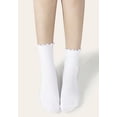 thumbnail image 4 of Youmation 6 Pack Ruffle Socks Women - Turn-Cuff Frilly Sock - Lightweight Cotton Socks-White, 4 of 6