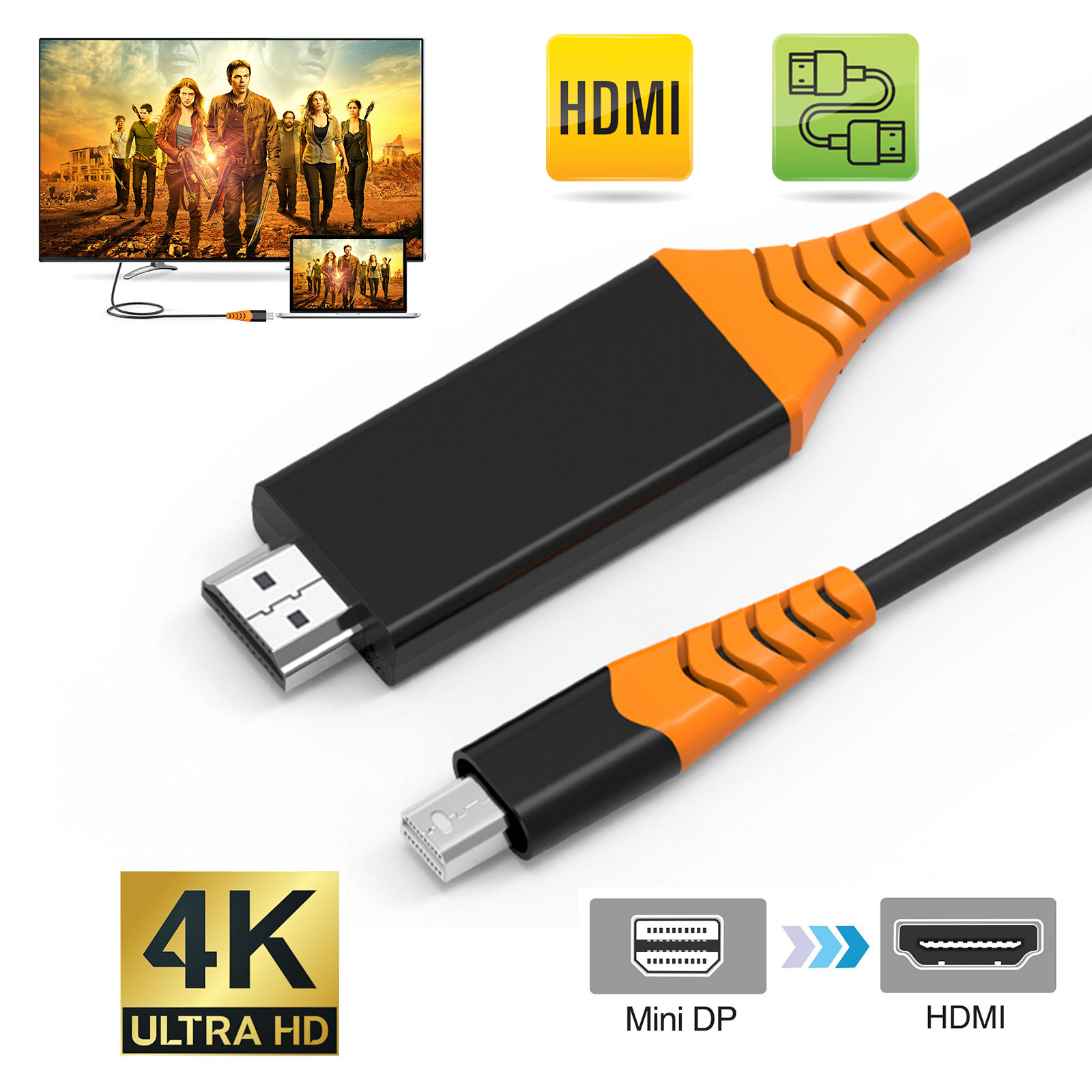 Hdmi Cable For Mac Mini Displayport To Hdmi 4k 6 Feet Eeekit Mdp To Hdmi Adapter Cable For Hdtv Project Monitor And All Mdp Port Pcs Walmart Com Walmart Com