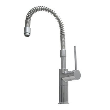 Whitehaus Collection WHLX78558-PC 7.62 in. Metrohaus commercial single hole faucet with flexible spout and lever handle- Polished Chrome