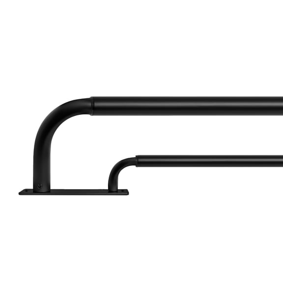MERIVILLE 1" Double Wraparound Curtain Rod Set, Adjustable 48–84 Inches, Blackout Design, Black