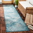 thumbnail image 3 of SAFAVIEH Courtyard Nick Floral Indoor/Outdoor Runner, 2'3" x 8', Grey/Aqua, 3 of 11