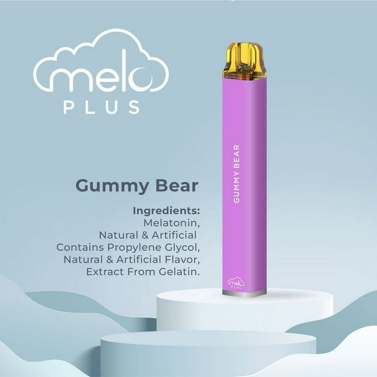 MELO Plus Melatonin Diffuser, Gummy Bear Flavor, 800 Puffs, Nicotine-Free