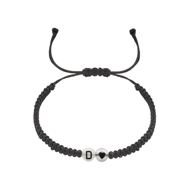 26 Letras Hecho a mano trenzado pulsera de la pareja Letra Ronda trenzado pulsera luminosa Letra pulsera trenzada Longitud pulsera ajustable para niños y niñas