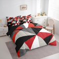thumbnail image 3 of Homewish Red Gray Geometric 7-Piece Twin Bedding Sets,Triangle Plaid Pattern Bedding Comforter Set,Modern Abstract Grid Sheet Sets For Boys Girls,Microfiber Bedroom Decor Reversible, 3 of 8