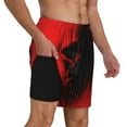 thumbnail image 2 of Naloa Minimalist Skull Red Print Men Swim Trunks with Compression Liner ,Board Shorts,Men's Swim Shorts with Drawstring and Elastic Waistband-Medium, 2 of 6