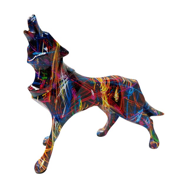 Puntoco Artesanías De Resina, Adornos Geométricos De Animales De Lobo, Adornos De Escritorio Para El Hogar, Sala De Estar, oficina, Regalos Coloridos, Adornos Para El Hogar
