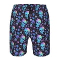 thumbnail image 3 of Pofeuu Skull Flower Blue Prin Men's Swim Trunks Quick Dry Bathing Suit Swimming Board Shorts Mesh Lining Beach Swimwear-, 3 of 6
