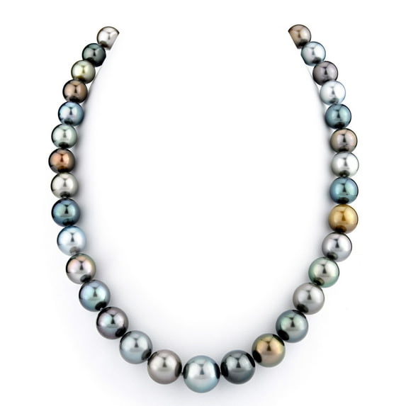 14K Gold 10-13mm Tahitian South Sea Multicolor Cultured Pearl Necklace - AAAA Quality, 16" Length