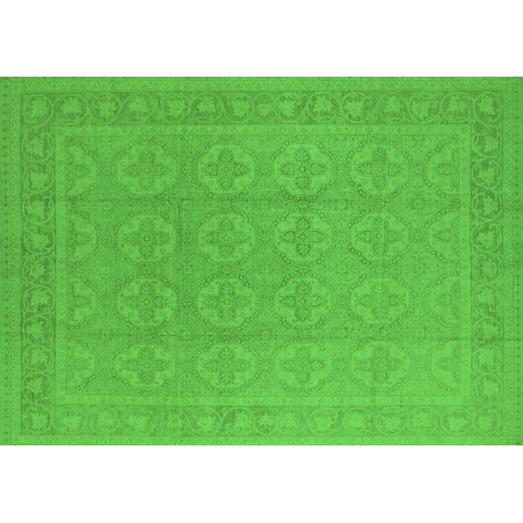 Ahgly Company Indoor Rectangle Oriental Green Industrial Area Rugs, 5' x 7'