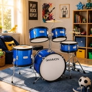 Gammon Percussion 5pc Junior Drum Set - Beginner Kit with Stool & Stands - Blue