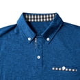 thumbnail image 5 of Zylanna Men's Long Sleeve Polo Shirts with Chest Pocket, Turndown Collar Spring Fall Slim Fit Solid Casual Pullover Tops for Man Dark Blue, 5 of 5