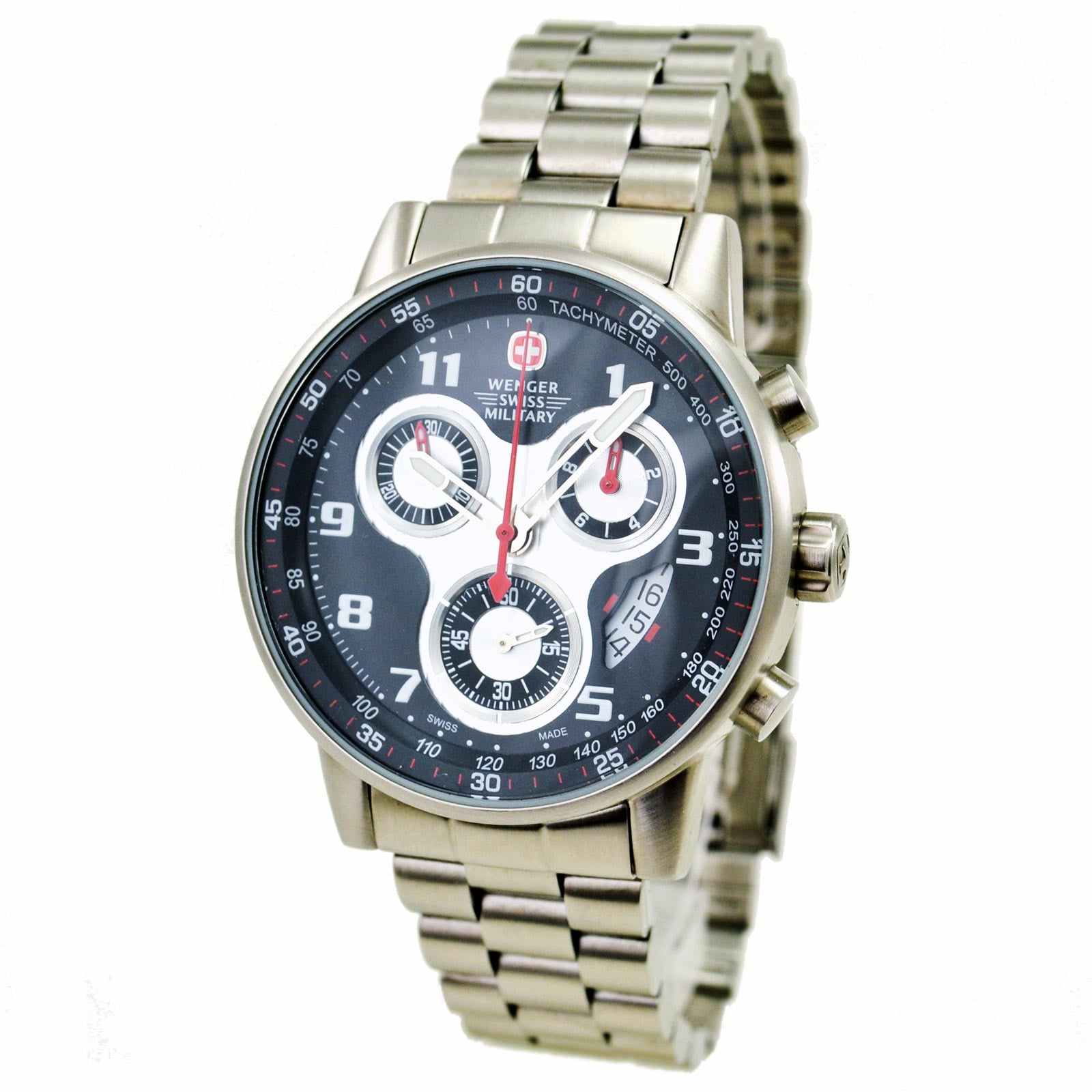 Wenger Men's 79126 Military Commando Chronograph Black Dial Stainless Steel Watch