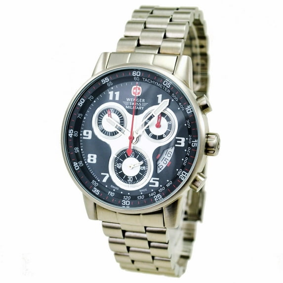 Wenger Men's 79126 Military Commando Chronograph Black Dial Stainless Steel Watch